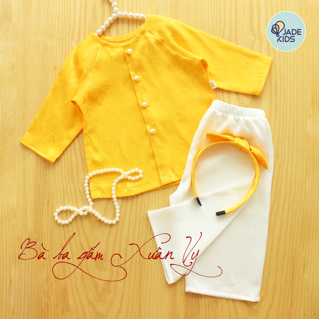 Áo Bà Ba Bé Gái Lụa Gấm Mềm Mịn, đồ lam đi chùa cho bé siêu dễ thương tặng kèm bờm JADEKIDS đáng yêu cho bé gái