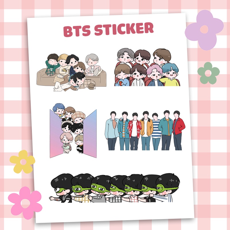 Sticker BTS chibi cả nhóm trang trí sổ tay laptop điện thoại