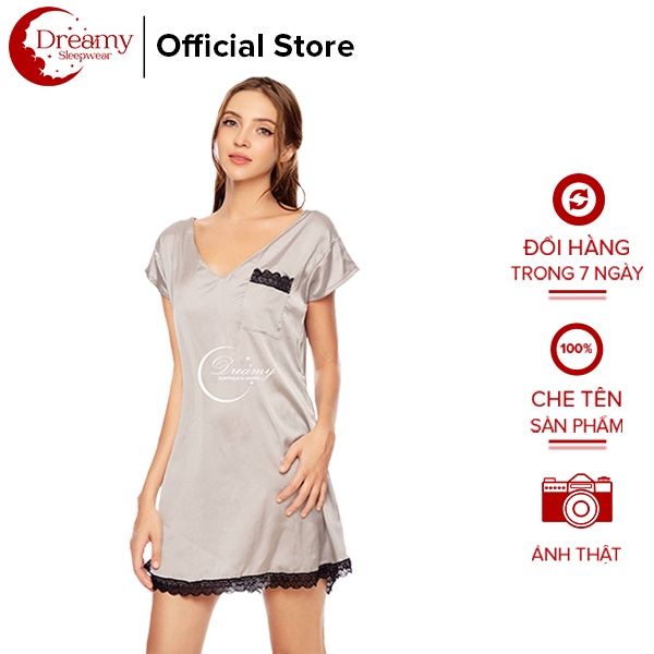 Đầm ngủ nữ dáng suông cổ tim tay ngắn trẻ trung Dreamy VS16