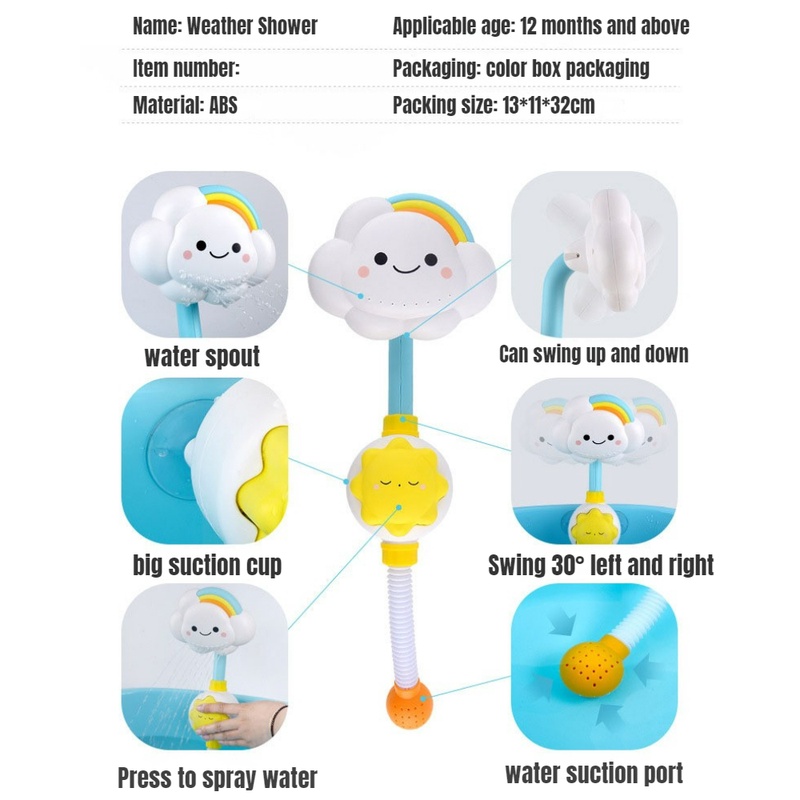 Đồ Chơi Bồn Tắm Phun Nước Hình Hoa Hướng Dương Đám Mây Cầu Vồng Cho Bé