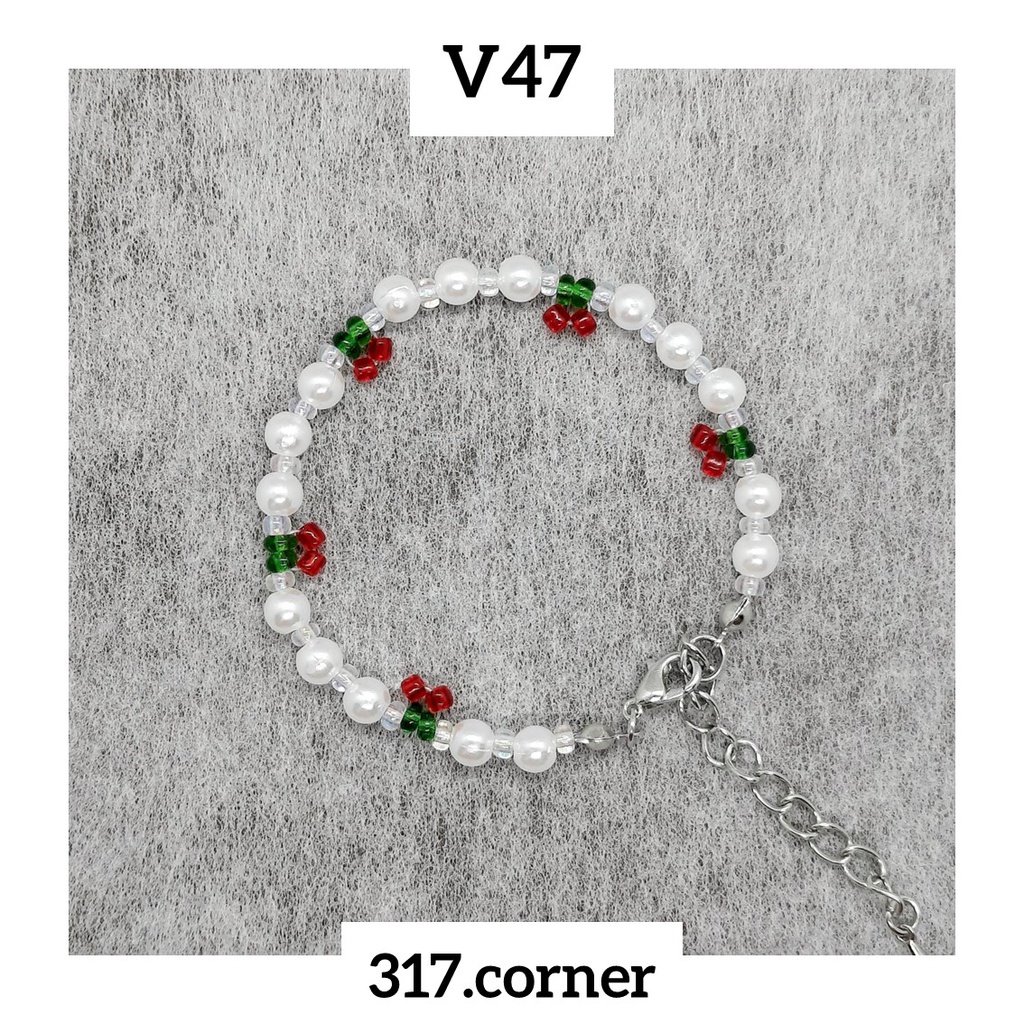 Vòng tay cherry / quả anh đào hạt cườm - V47 - 317.corner