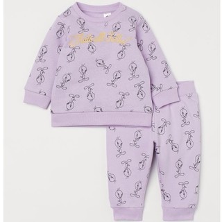Bộ nỉ tím bé gái hm auth sz 2-3y