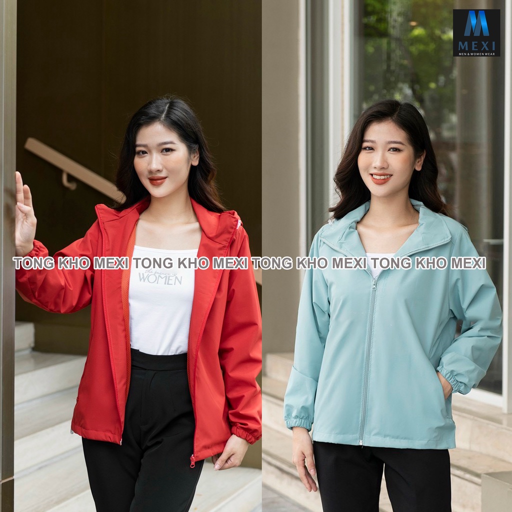 Áo khoác Gió tráng bạc Nữ 2 Lớp Cao Cấp HIDOLI logo cao su in trước ngực Mẫu Mới 2022 - Hàng Sẵn Có Giá Sỉ