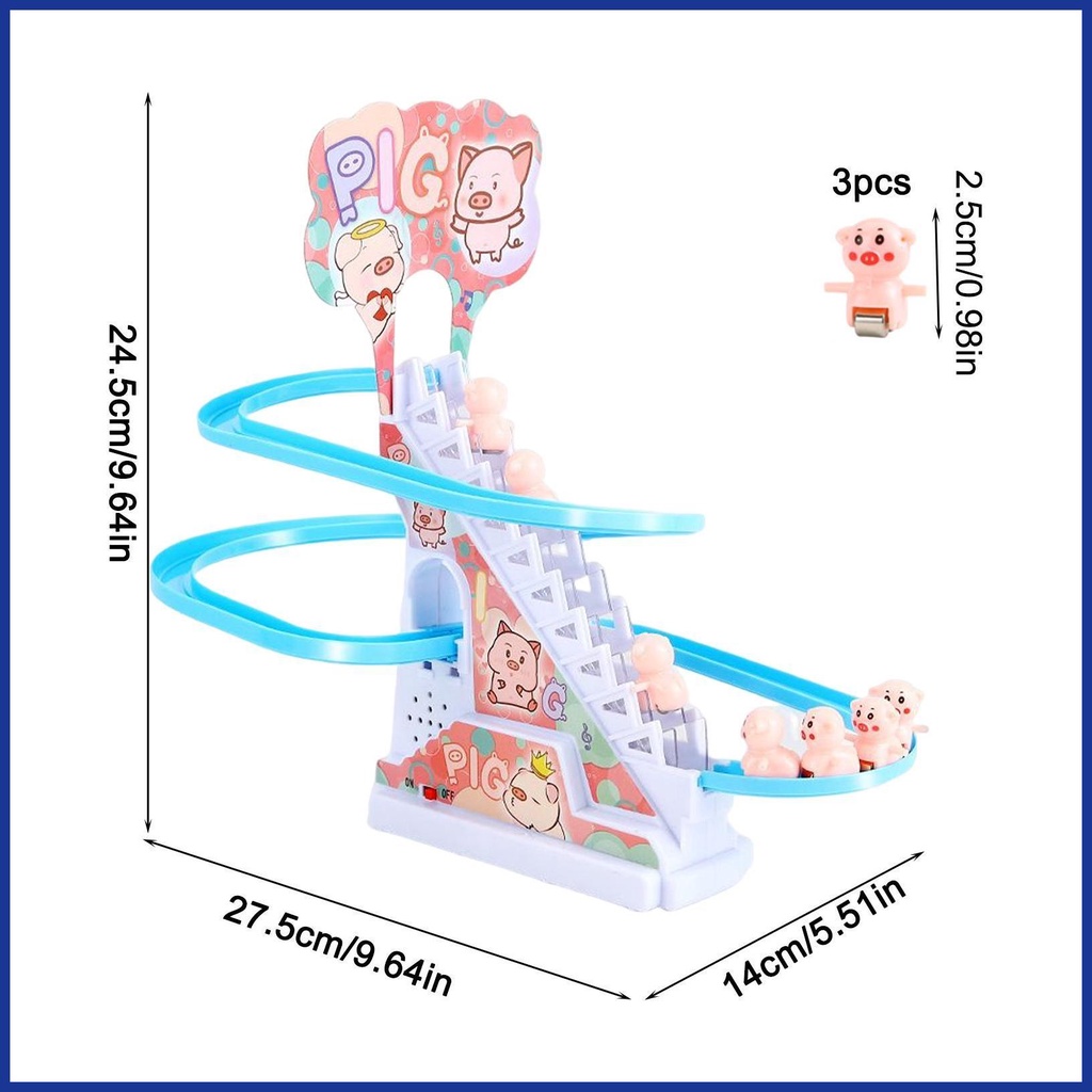 Đồ Chơi Đường Ray Chạy Bằng Pin Hình Heo Nhỏ Có Đèn LED Và Nhạc Vui Nhộn