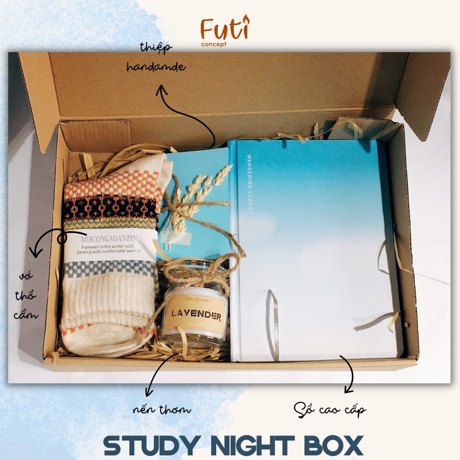 Set quà tặng 4 món. giftbox tặng sinh nhật người yêu Study Night Box
