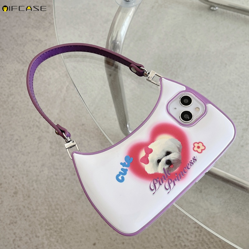 Ốp Điện Thoại Dạng Túi Xách Hình Cún 3D Có Dây Đeo Chống Sốc Cho iPhone 14 Plus 14 13 12 11 Pro Max