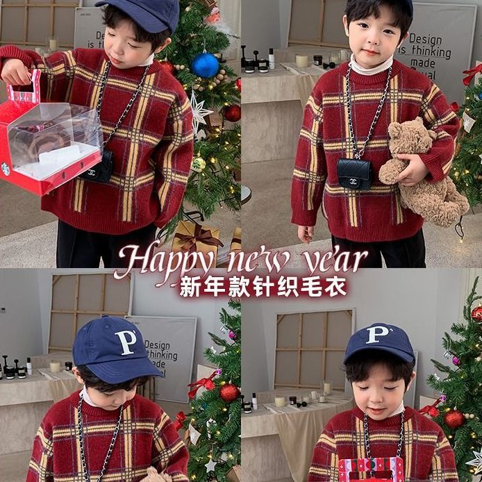 Áo Sweater Chui Đầu Vải Lông Cừu Dày Dặn Phong Cách Giáng Sinh Thời Trang Thu Đông Dành Cho Bé Trai HHG2