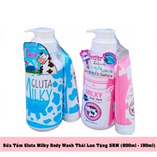 Sữa tắm và sữa rửa mặt Gluta Milky 800ml Thái Lan