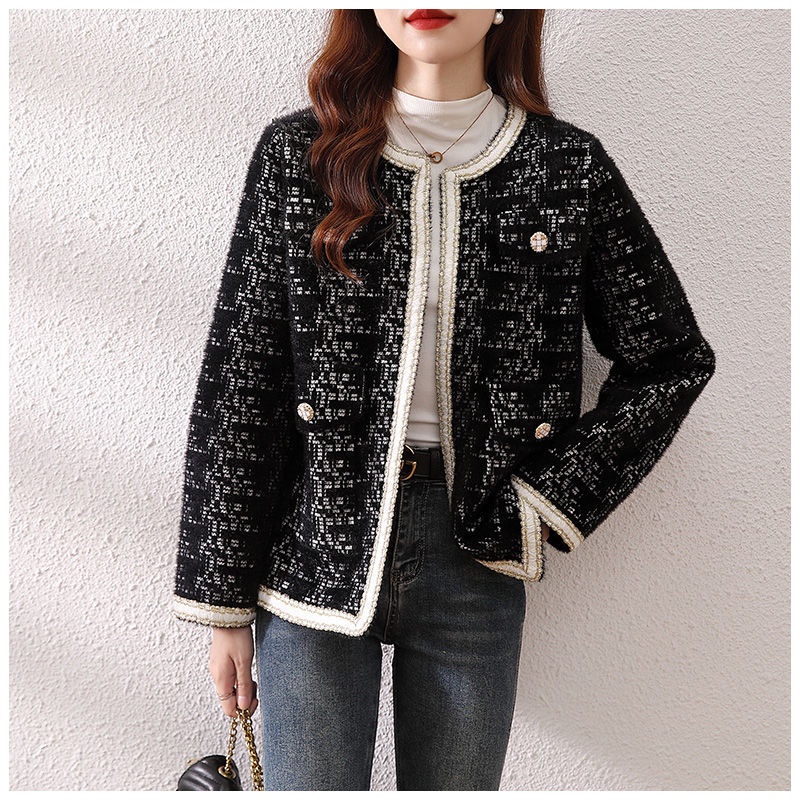 Áo Khoác Cardigan Dệt Kim Phối Lông Chồn Thời Trang Thu Đông 2022 Mới Cho Nữ