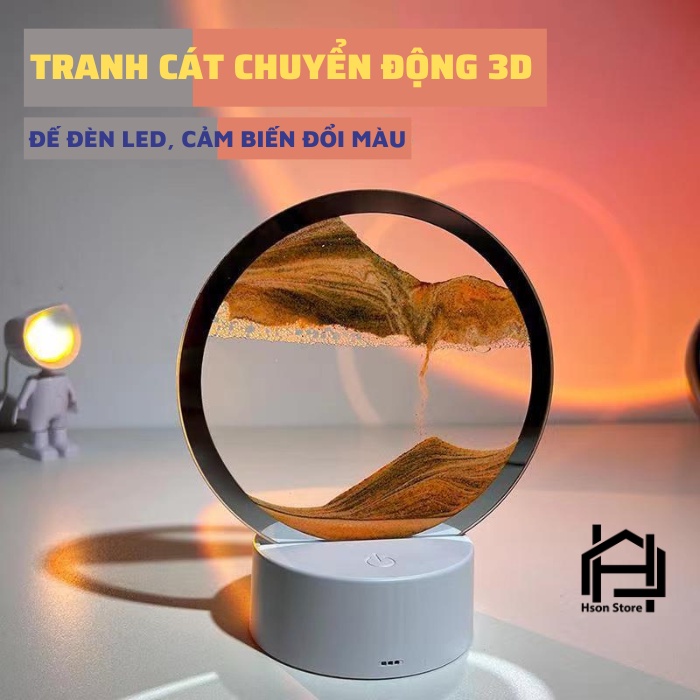Tranh cát chuyển động 3D có đèn led, tranh cát nghệ thuật đế cảm biến đổi 7 màu làm đèn ngủ ba chiều, quà tặng cao cấp