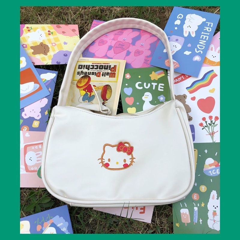 Chính Hãng Thủ Công Em Gái Hello Kittykitty loli Túi tote Đeo Một Bên Vai Đa Năng