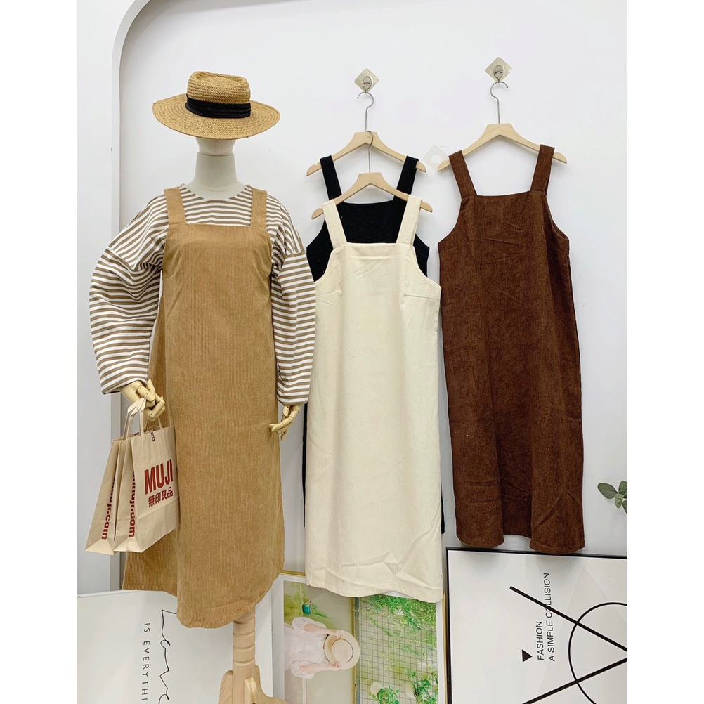 Váy yếm nhung tăm dáng dài Vaynhungyem2614