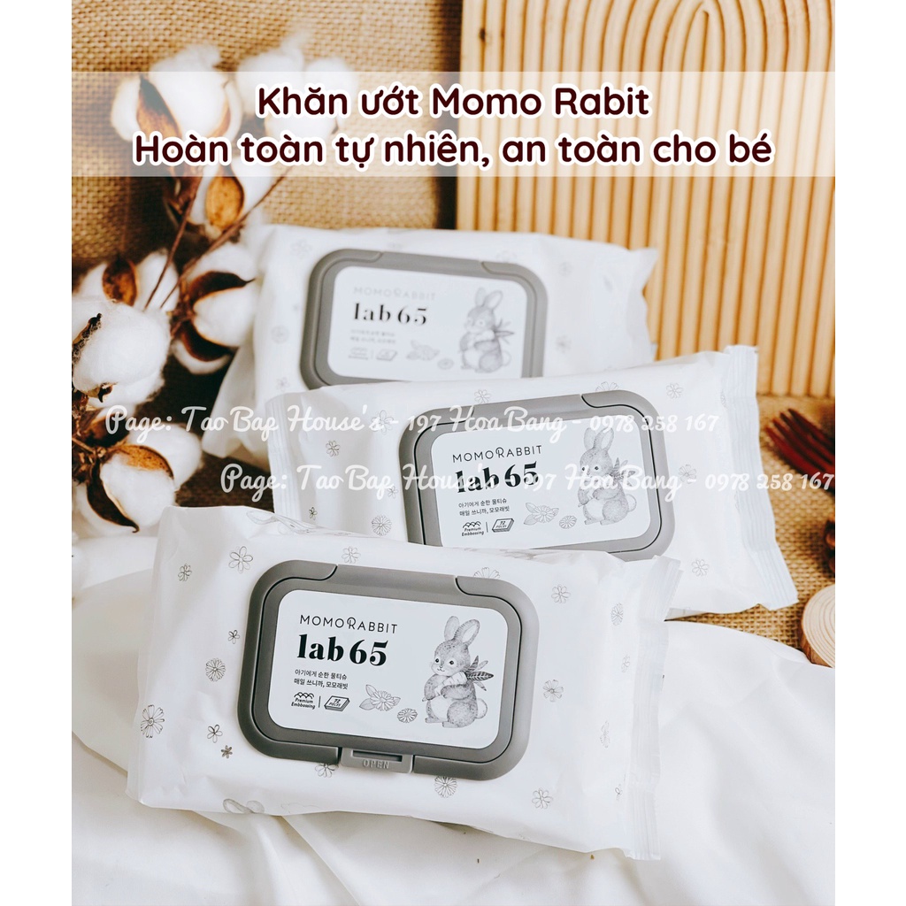 Khăn giấy ướt MOMORABBIT Lab65 Hàn Quốc có nắp 70 tờ I TÁO BẮP'S HOUSE