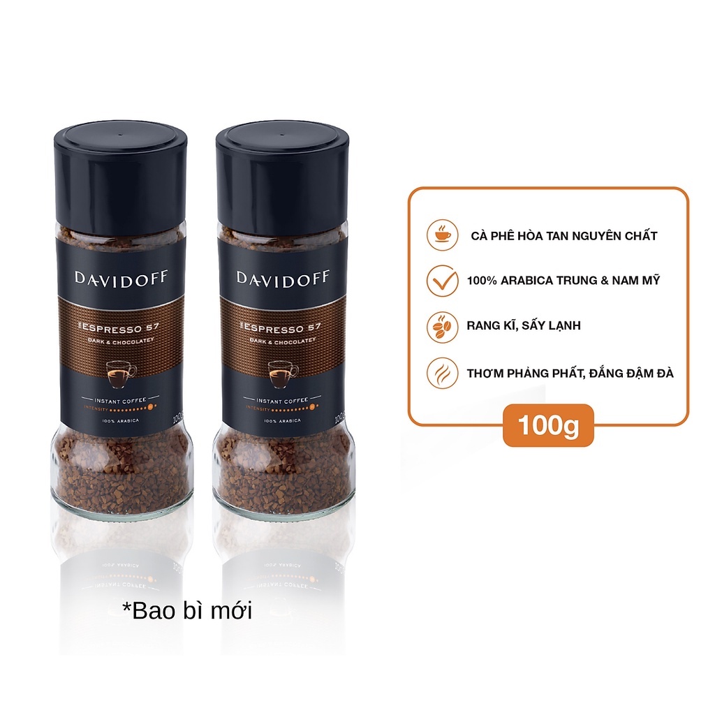 [HSD 2024] Cà phê hòa tan Davidoff 100g - Fine, Espresso 57, Rich Mẫu mới