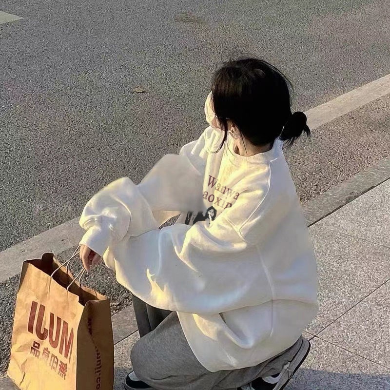 NRVP Áo Thun Nữ Dài Tay Dáng Rộng In Hình Phong Cách Hàn Quốc Mới