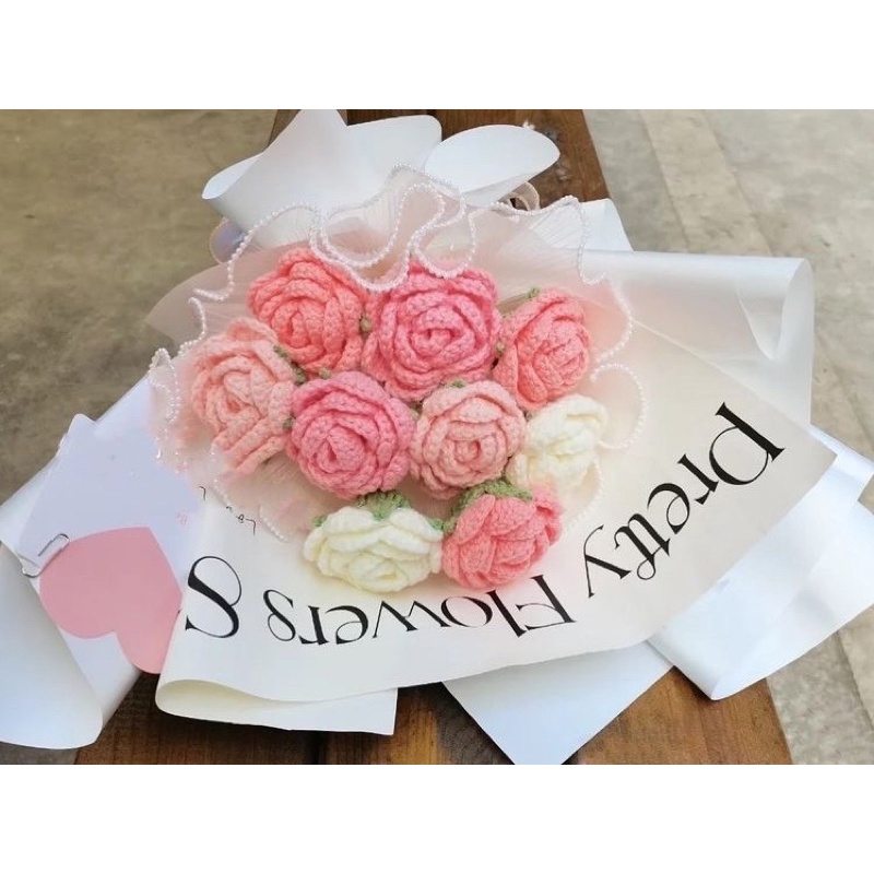 Hoa hồng len handmade dùng trang trí, làm quà tặng 8/3, 20/10, các ngày lễ