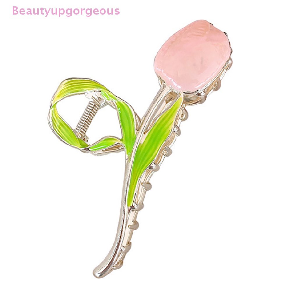 [Beautyupgorgeous] Kẹp Tóc Đuôi Ngựa Hình Hoa Tulip Phong Cách Vintage Ngọt Ngào Thời Thượng Cho Nữ
