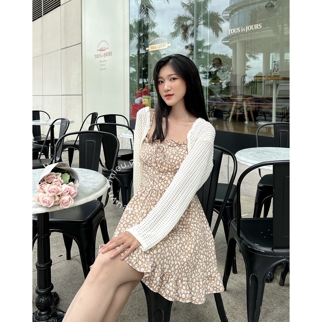 Đầm nữ hai dây nơ vai cúp ngực MIEU - JAU11