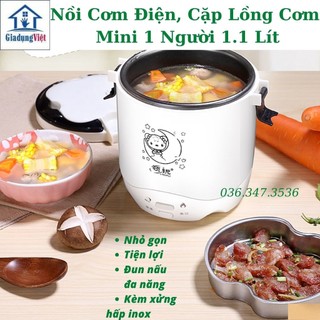 Nồi cơm điện mini, cặp lồng điện có quai xách 1.1 Lít - Bảo hành 3 tháng