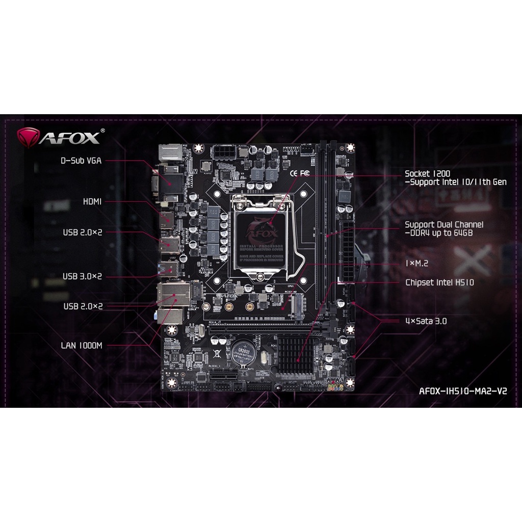 Bo Mạch Chủ Mainboard AFOX H510 | H110 | H81 | H61 Chính hãng mới 100% - FULL VAT - Bảo hành 3 năm !!! | BigBuy360 - bigbuy360.vn