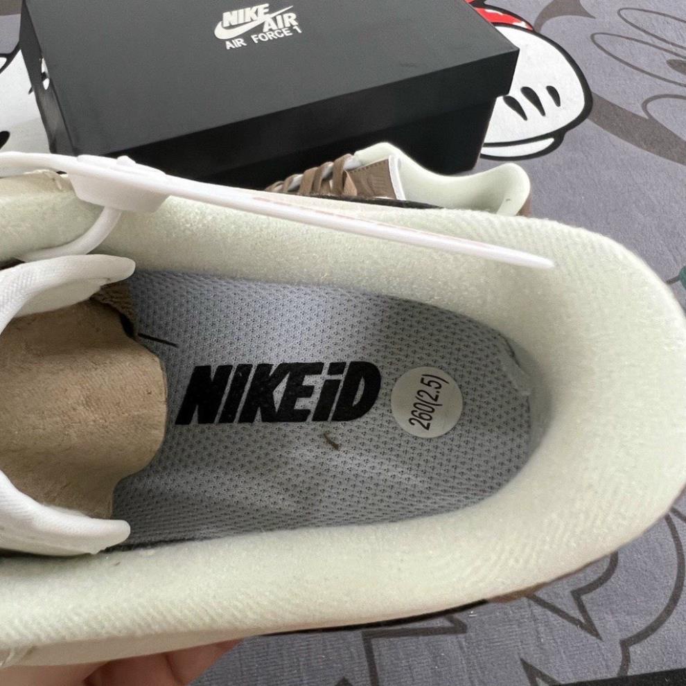 Giày Nike_Air force 1 nâu trắng, af1 vệt nâu, giày thể thao nam nữ cổ thấp, đế tăng chiều cao, Bản Best