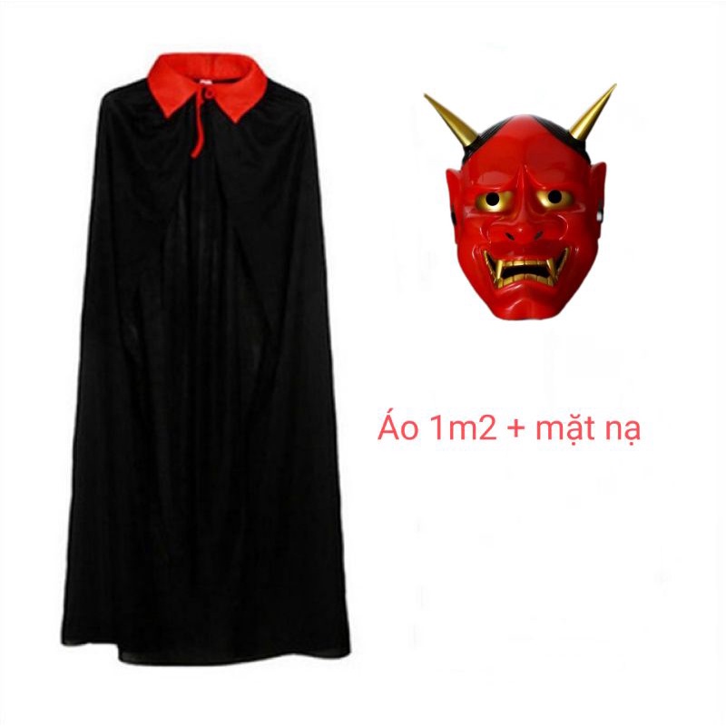 Set đồ hoá trang Halloween, mặt nạ kèm áo choàng đen. 2 size