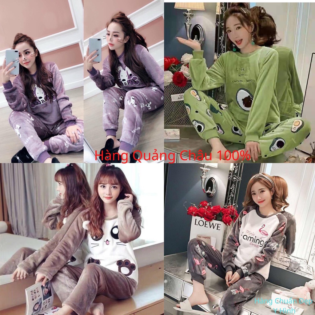 Bộ đồ ngủ, nỉ bông lông 2 mặt mặc nhà, siêu nhẹ, ấm áp