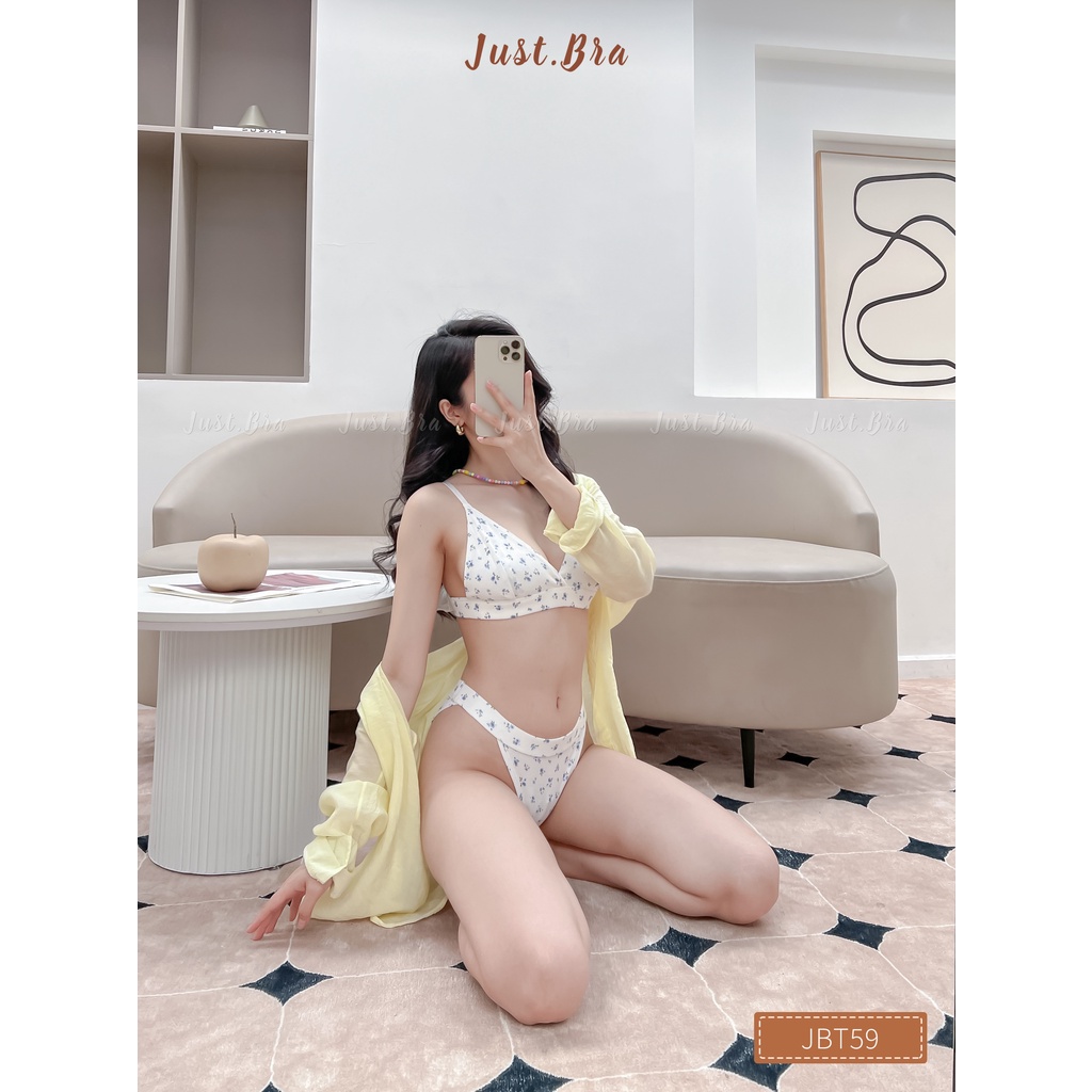 Set đồ lót nữ Just Bra chất liệu cotton mềm mại họa tiết hoa nhí dễ thương JBT59