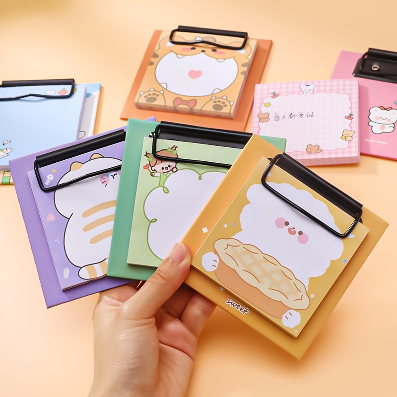 Giấy note ghi chú hình đáng yêu có bìa trình kí(bìa kẹp hồ sơ)