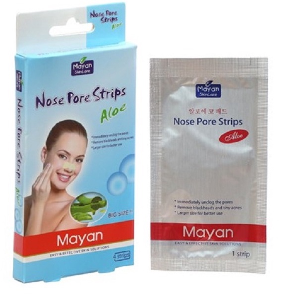 Miếng Dán Lột Mụn Cám Lô Hội Mayan Nose Pore Strips Aloe