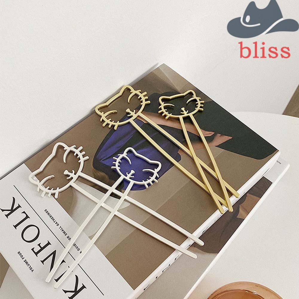 Trâm Cài Tóc Kim Loại Thiết Kế Rỗng Hình Mèo Dễ Thương Cho Nữ