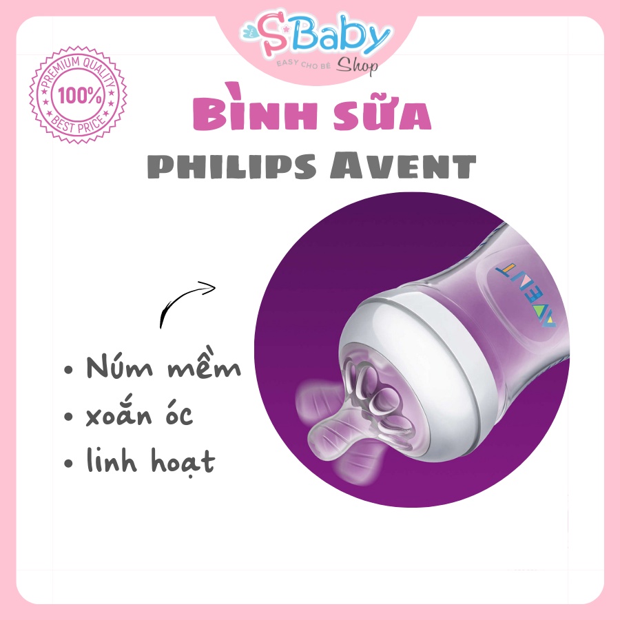 Bình Sữa- Núm  AVENT Natural 100% CHÍNH HÃNG