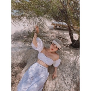 Áo Tay Phồng CROPTOP (TRẮNG) TN1204