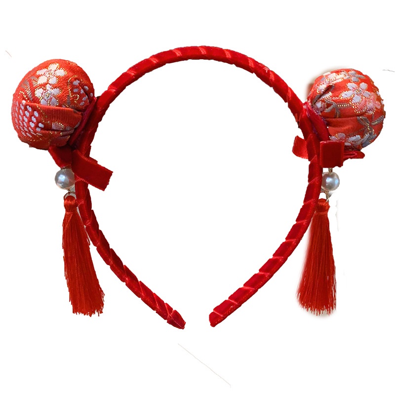 Băng Đô Cài Tóc Đính Tua Rua Phong Cách Trung Hoa Mừng Năm Mới