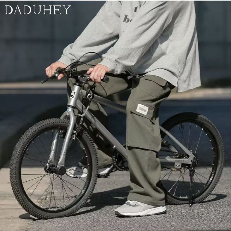 DaDuHey Men's 2022 New Ins Fashion Trendy Pants Straight Casual Pants American Retro High Street Overalls