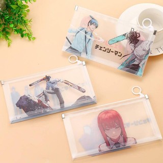 Túi Đựng Bút Bằng Vải Bạt PVC In Hình Anime Chainsaw Man Denji Makima Aki Hayakawa Power Pochita 3 Kiểu Tùy Chọn