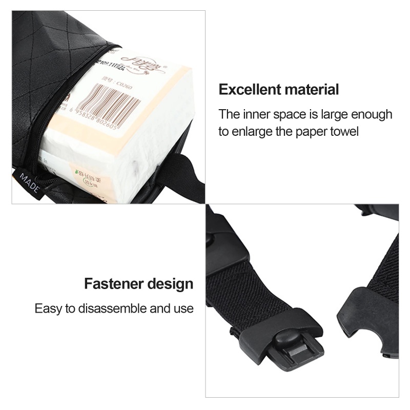 Hộp Đựng Khăn Giấy Bằng Da PU Gắn Tấm Che Nắng Ghế Ngồi Xe Hơi Tiện Dụng