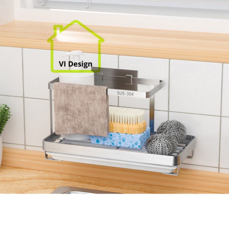 Kệ Đựng Đồ Rửa Chén , Khay Đựng Miếng Giẻ Rửa Bát INOX SUS304 Cao Cấp Chính Hãng