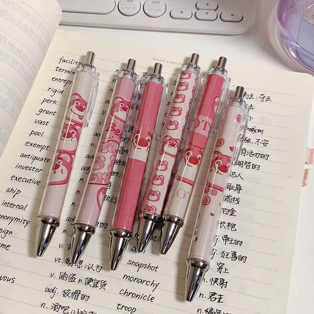 Bút Gel Kiểm Tra Cọ Vẽ Hình Gấu Dâu Tây Dễ Thương Nhanh Khô 0.5 "