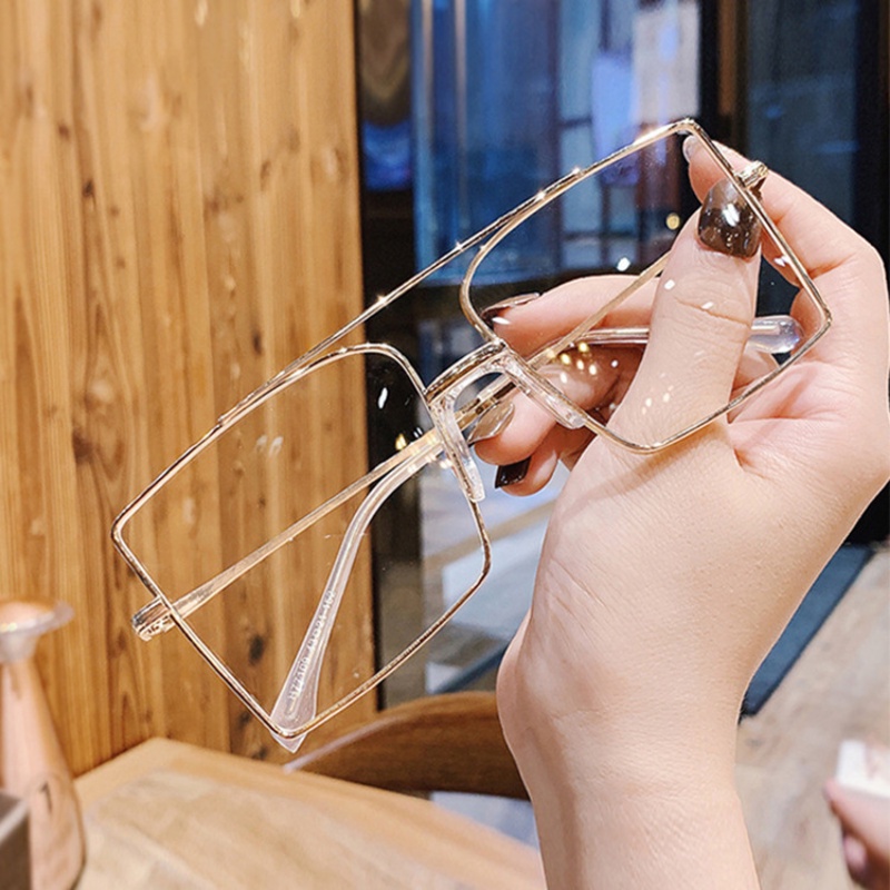 COD Mắt Kính Chống Bức Xạ TR90 Gọng Vuông Đôi Bằng Kim Loại Siêu Nhẹ Chống Ánh Sáng Xanh Thời Trang Hàn Quốc Chất Lượng Cao Cho Nam Và Nữ