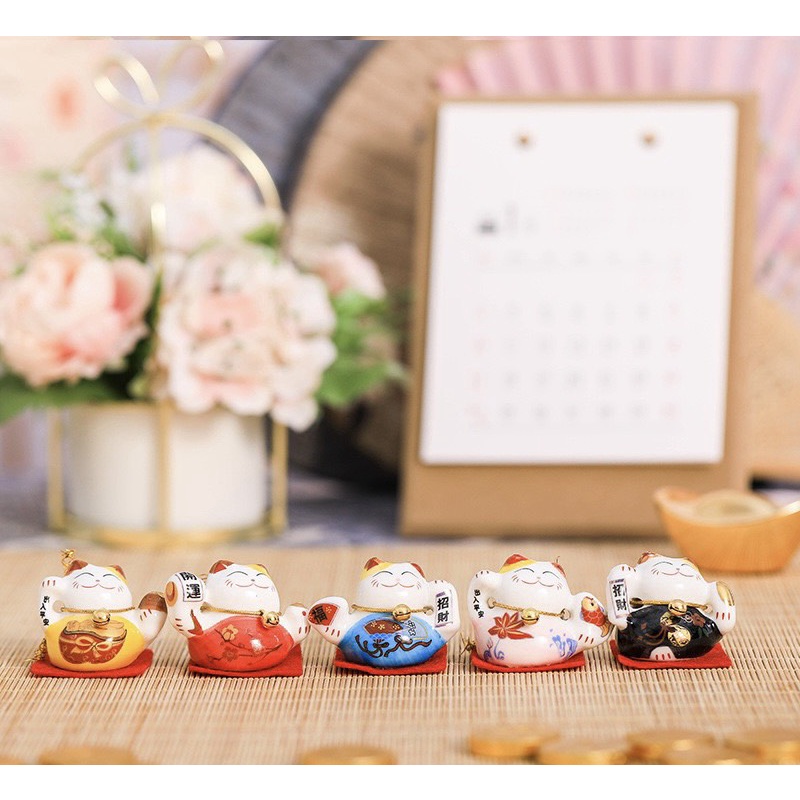 Mèo thần tài mini trang trí taplo ô tô , bàn làm việc , decor - Mèo thần tài Maneko để xe hơi