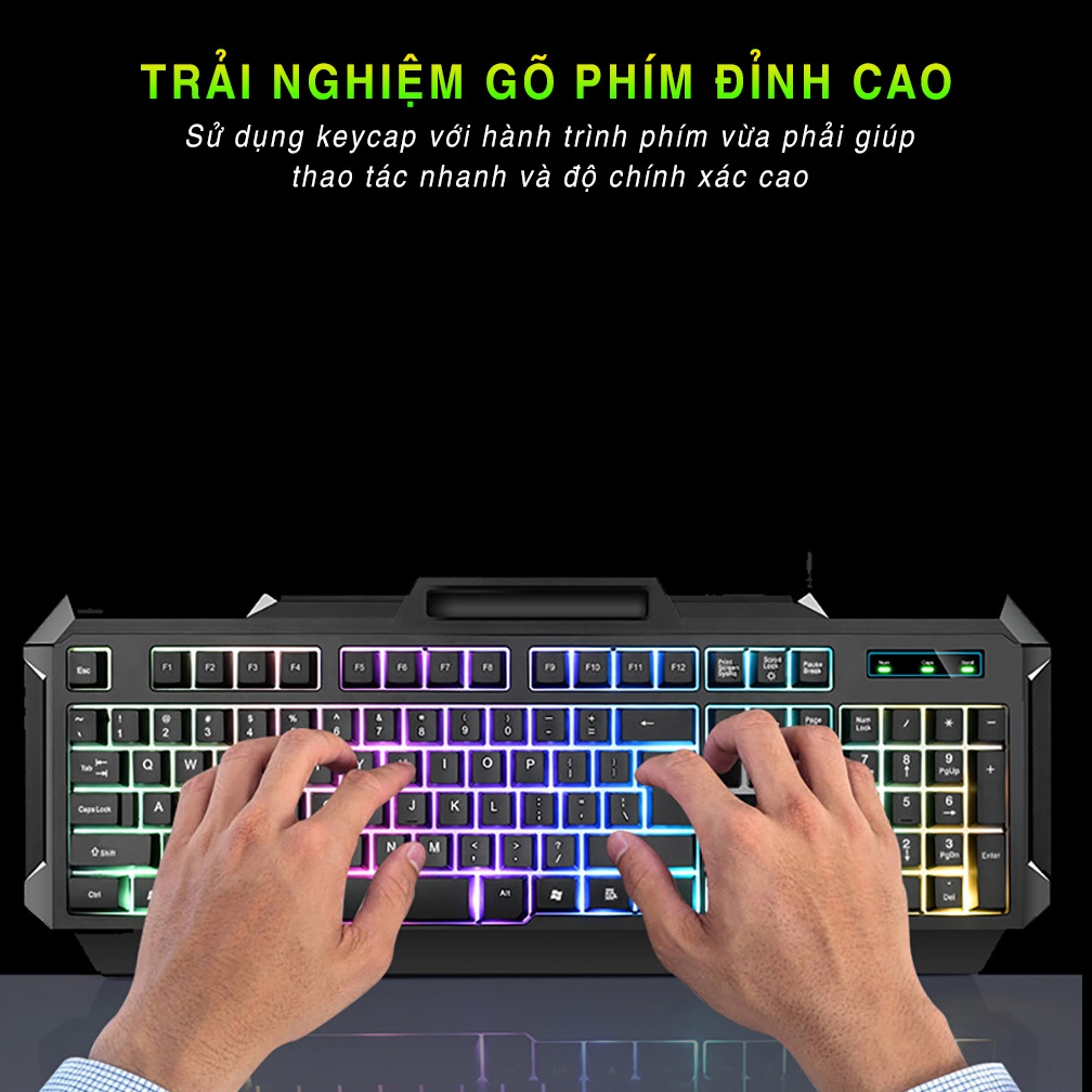 Bàn Phím Gaming RGB V5Pro - Bàn Phím Led 7 Màu - Chống Nước Chuyên Game -  Phím Khắc Laze - Hàng Chính Hãng