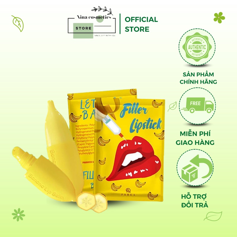 Son Chuối Filler Collagen Khử Thâm Môi Parea Và Son Màu Chu Lipstick, Giúp Môi Căng Mọng Hồng Hào