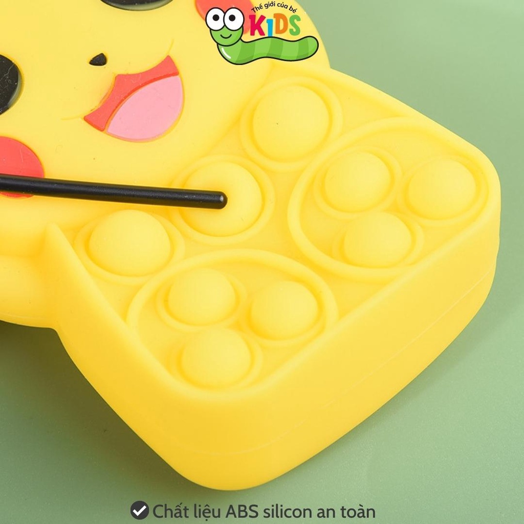 Túi POPIT Pikachu dễ thương đeo chéo cho bé chất liệu silicon bóp bong bóng giảm căng thẳng giải trí - TÚI PIKACHU