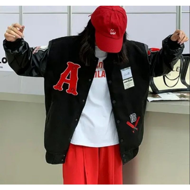 Áo khoác varsity ENERGY chất dạ dày dặn  phối tay da cao cấp