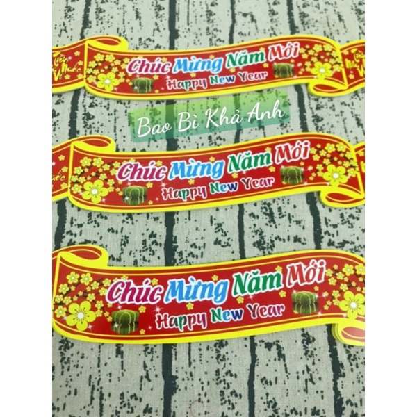 Decal chúc mừng năm mới 2024 miếng dán trang trí giỏ quà , hộp quà mứt Tết hàng siêu đẹp - Bao Bì Khả Anh
