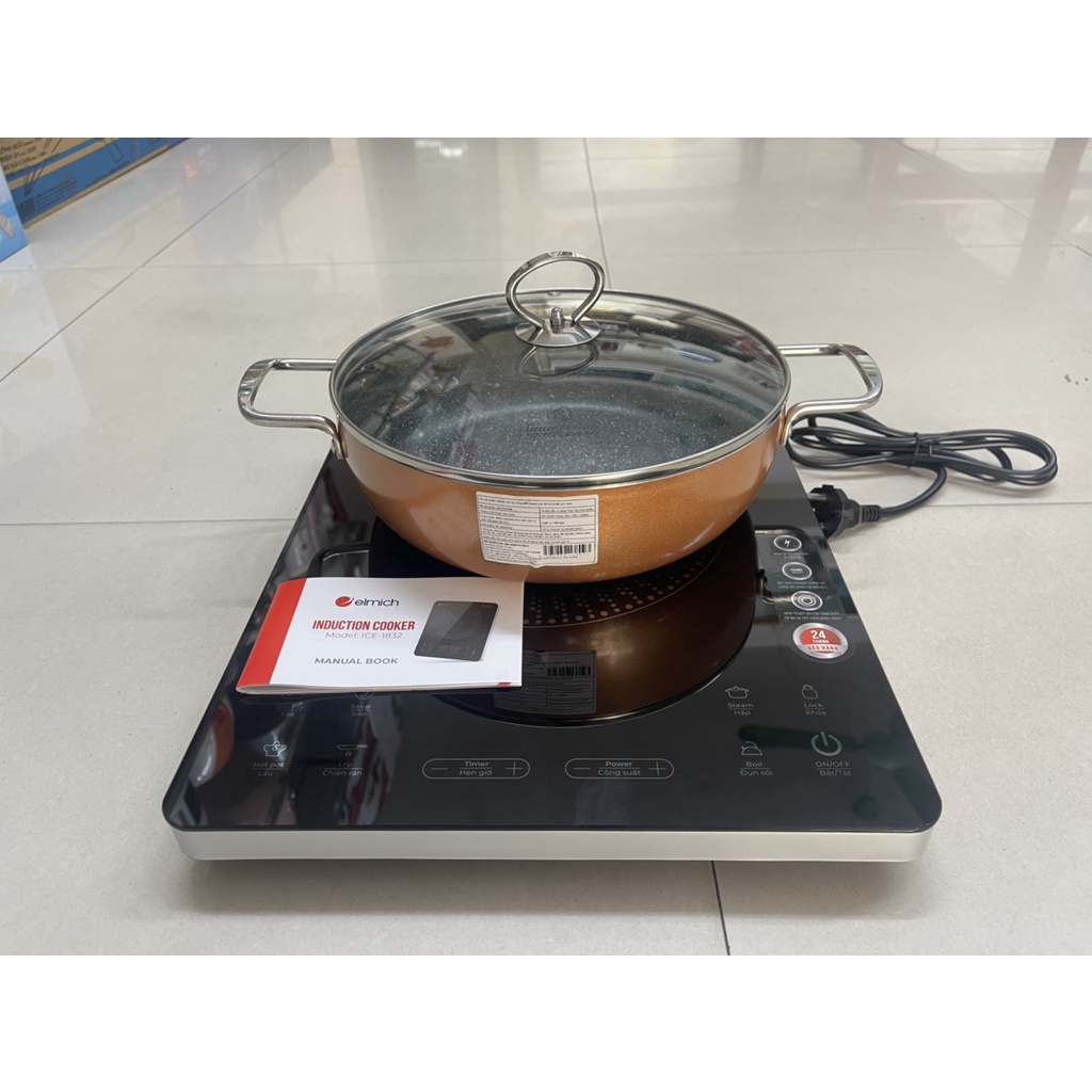 Bếp từ đơn ăn lẩu Elmich 1832 có kèm nồi mặt kính cường lực