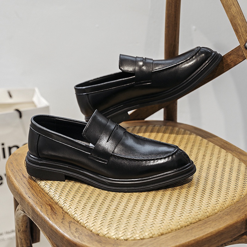 Giày Penny Loafer Lười LF03 TIBAS, Da Bò Nguyên Tấm Đế Cao Su Tăng 3,5cm