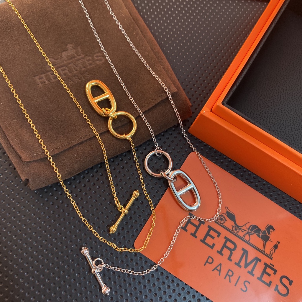Vòng cổ Mặt Chữ Hermes Đơn Giản Phong Cách Hàn Quốc Cho Cặp Đôi