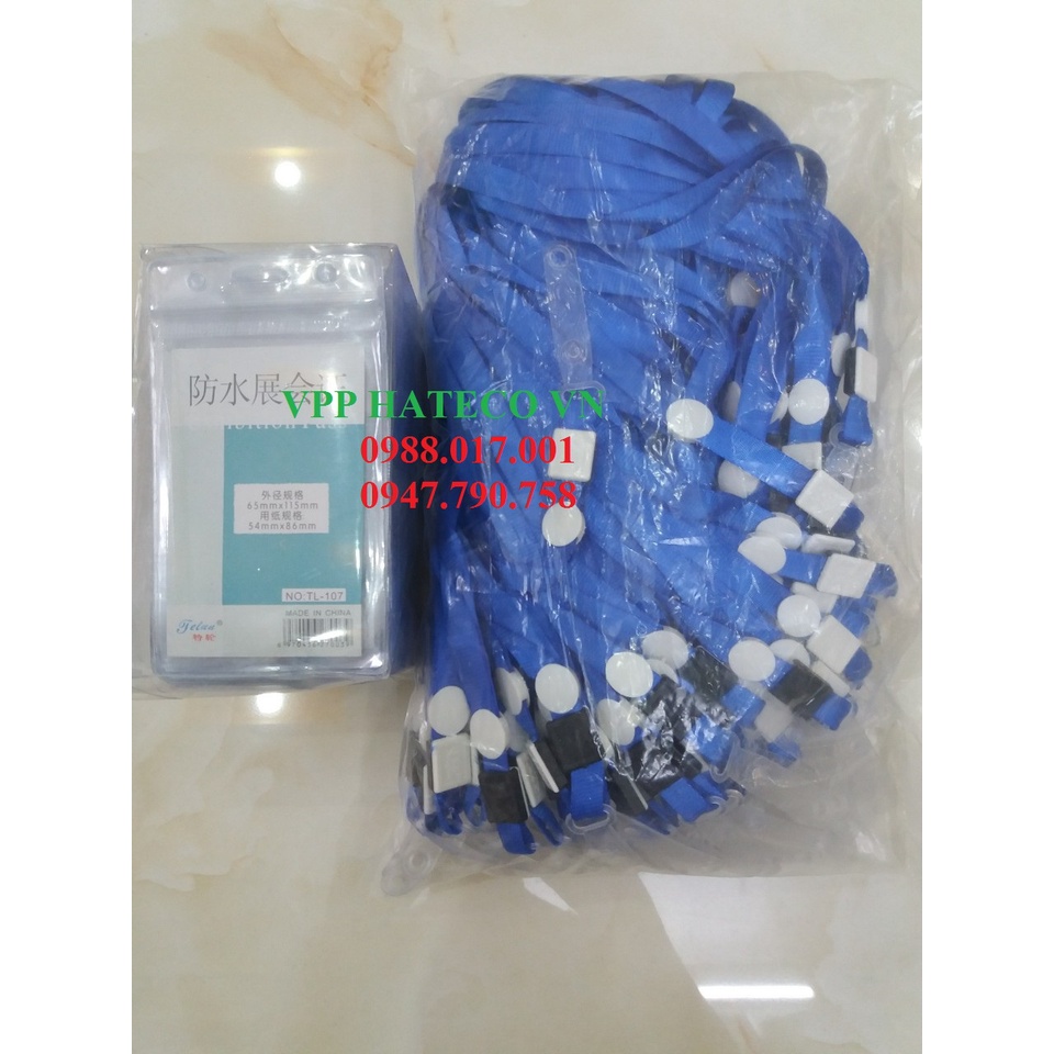SỈ 50 BỘ THẺ ĐEO NHÂN VIÊN 107 CÓ MIẾT CHỐNG NƯỚC(DỌC, KT 65*115mm) + dây đeo thẻ lụa móc nhựa (LOẠI ĐẸP)